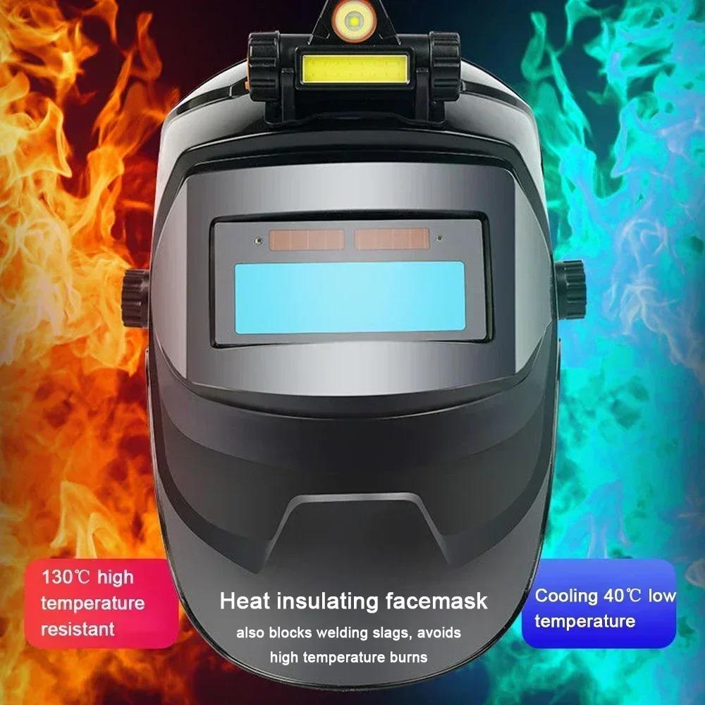 PC Welding Mask Auto Darkening with Variable Light Adjust Large Viewing Area Automatic Welding Facemask for Arc Grinding Cutting