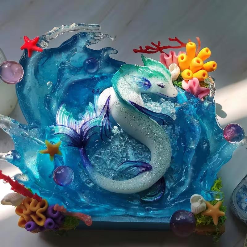 Sleepy Dragon Dinosaur Sea Creature Egg Silicone Mold for Resin Crafts DIY Epoxy Resin Molds for Home Decoration