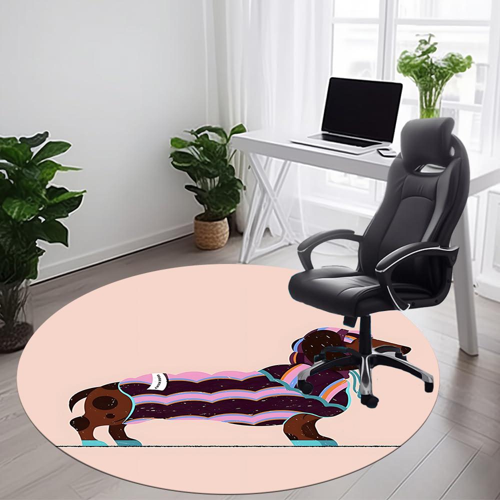1pc Dachshund Blanket Office Round Area Rug, Indoor Mat Suitable ForOffice, Under Office Chairs Bedroom Living Room Home Decor, Room Deco U51