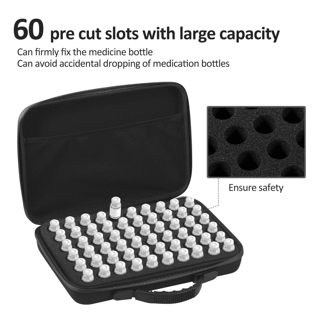 Portable Insulin Cooling Storage Box 60 Slot Insulin Vial Protector Case Suitable for Standard 5-10ml Vial Medicine Organizer