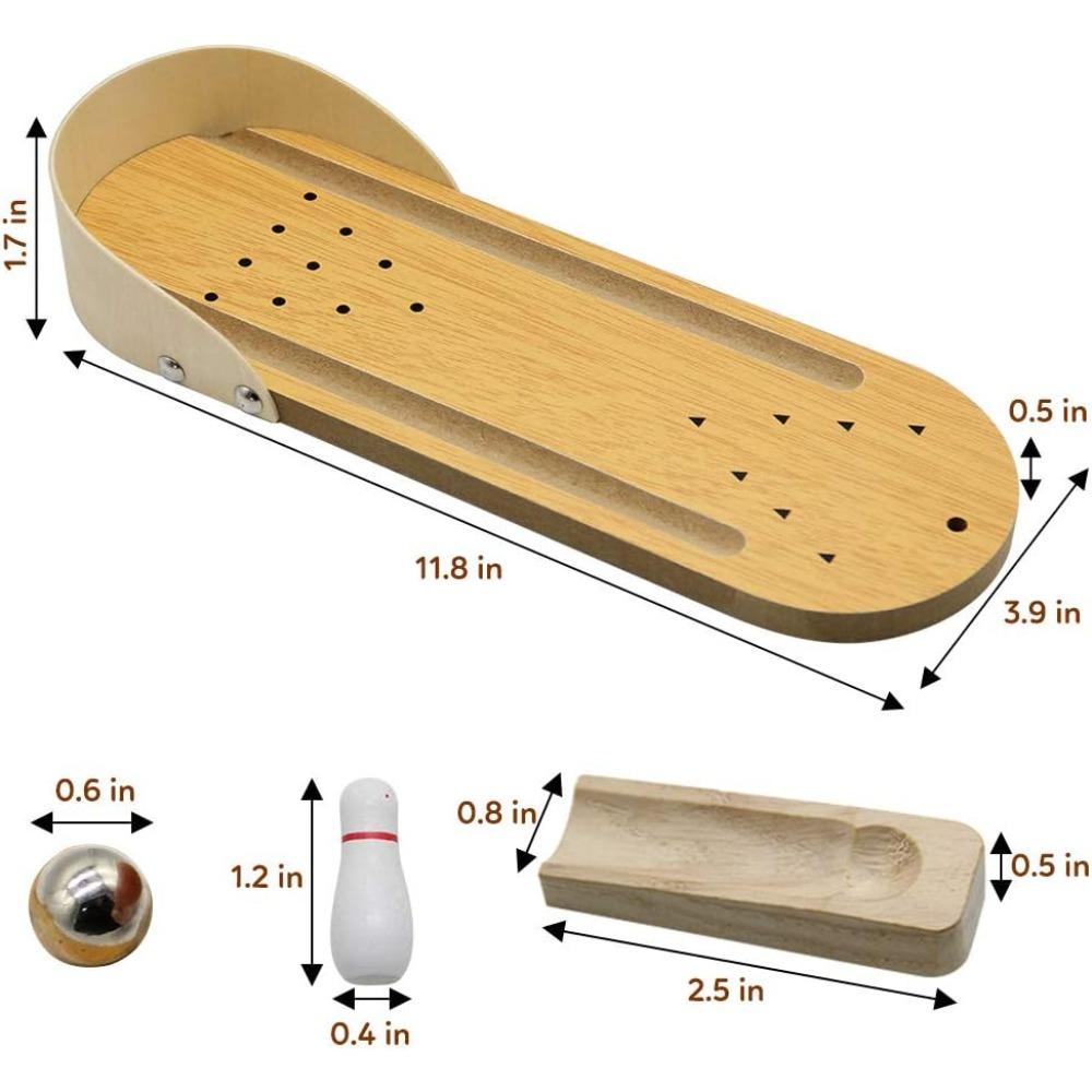 1PC Mini Wooden Desktop Bowling Game Toy, Classic Desk Ball for Kids