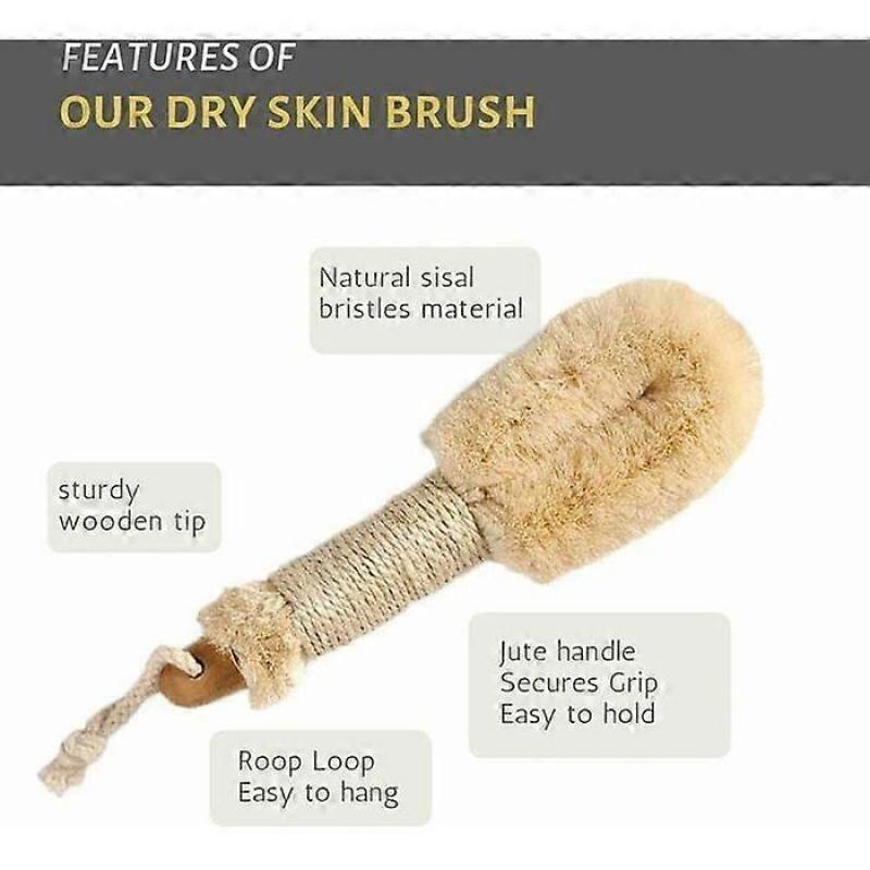 Body Brush, Massage Brush, Bath and Shower Dry Skin and Sisal Brush, Natural Fibers To Improve Circulation