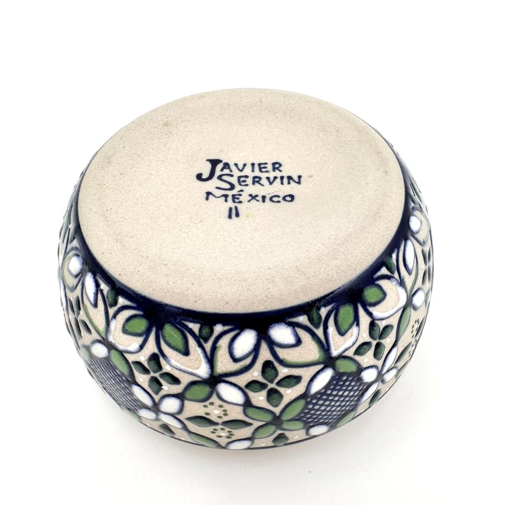 Mexican Servin Pottery Container Set with Lid, 270ml Capacity, 8.4cm Diameter, 8.2cm Height (Includes Cutting Board, Spoon, and Fork) [Used]