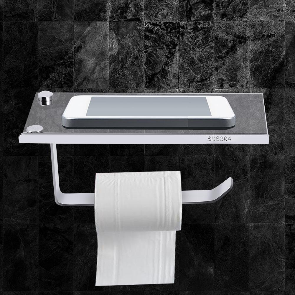 Toilet Paper Roll Holder Wall Mount Stainless Steel Bathroom Towel Tissue Rack