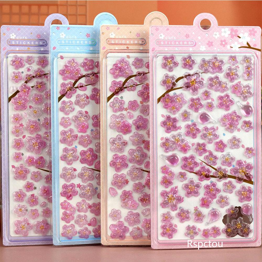 Creative Plant Pink Sakura Cartoon 3D Stickers Kawaii Girl DIY Stationery Suitcase Laptop Cute Decoration Sticker Gifts