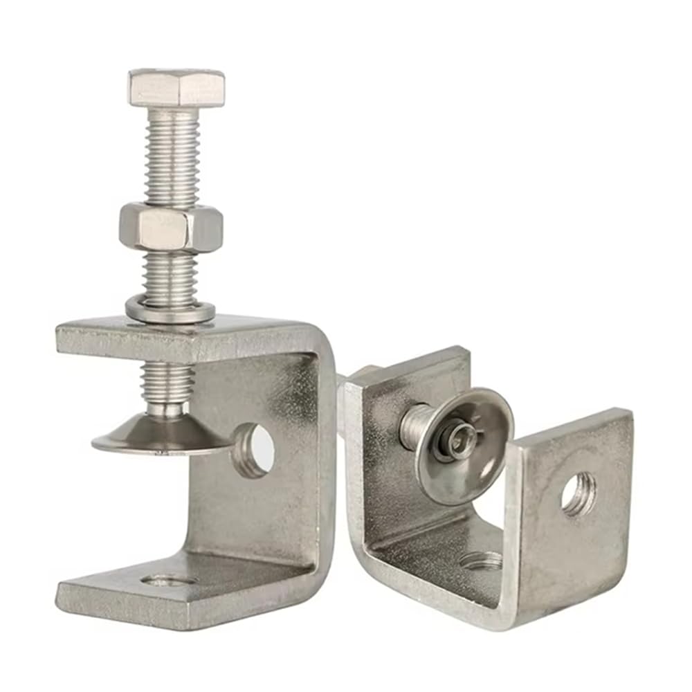 WIOOYIUU Clamp Stainless Steel Fixing External Hexagon Hand with Hanging 30mm DIY Set of 2 Clamp, C-type Clamp, Hardware, 304, C-type Clamp,