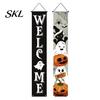 Decorative Party Accessory Halloween Porch Sign Banner, Pumpkin Ghost Awning Hanging Wall Indoor Decoration Door Decoration, Front Wreath Banner Yard