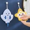 Ocean Themed Shell Hand Towel Coral Fleece Soft Absorbent Hanging Washcloth Hanging Cord Bathroom Cartoon Microfiber Hand Towel