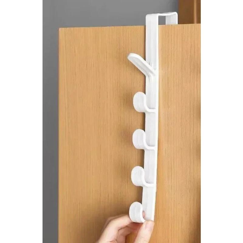 Multifunctional Creative 5 Hooks Portable Wardrobe Outerwear Hook Kitchen Bathroom Behind The Door Towel Hanger Storage Hooks M