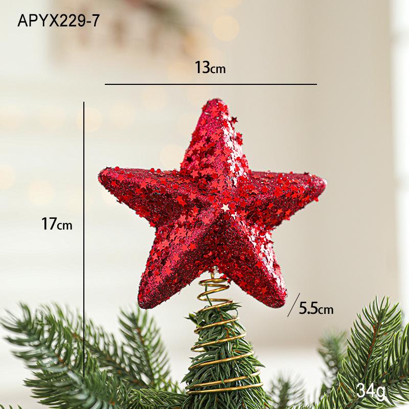 

Cross-Border Glitter Powder Christmas Tree Topper Five-Pointed Star Ornament