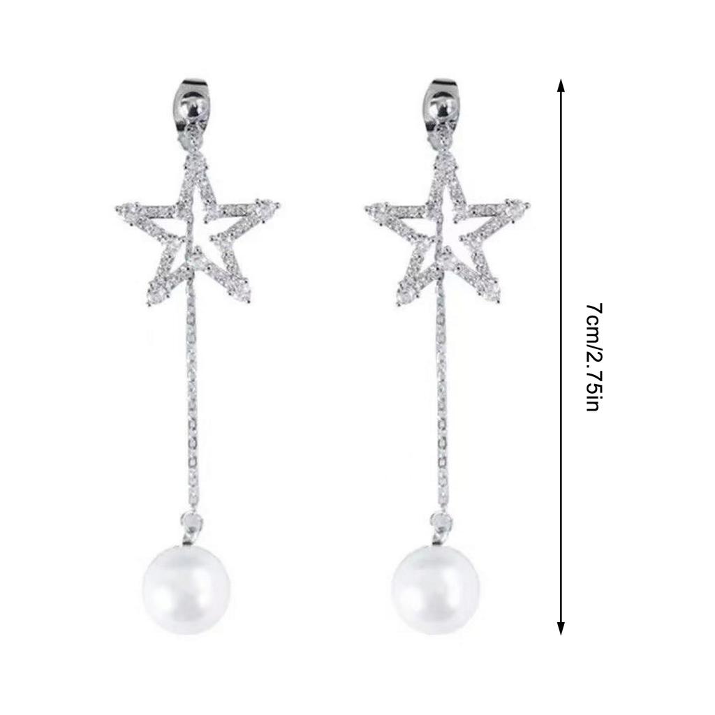 Delicate Star Dangle Earrings With Full Diamond Design For Parties And Daily Wear