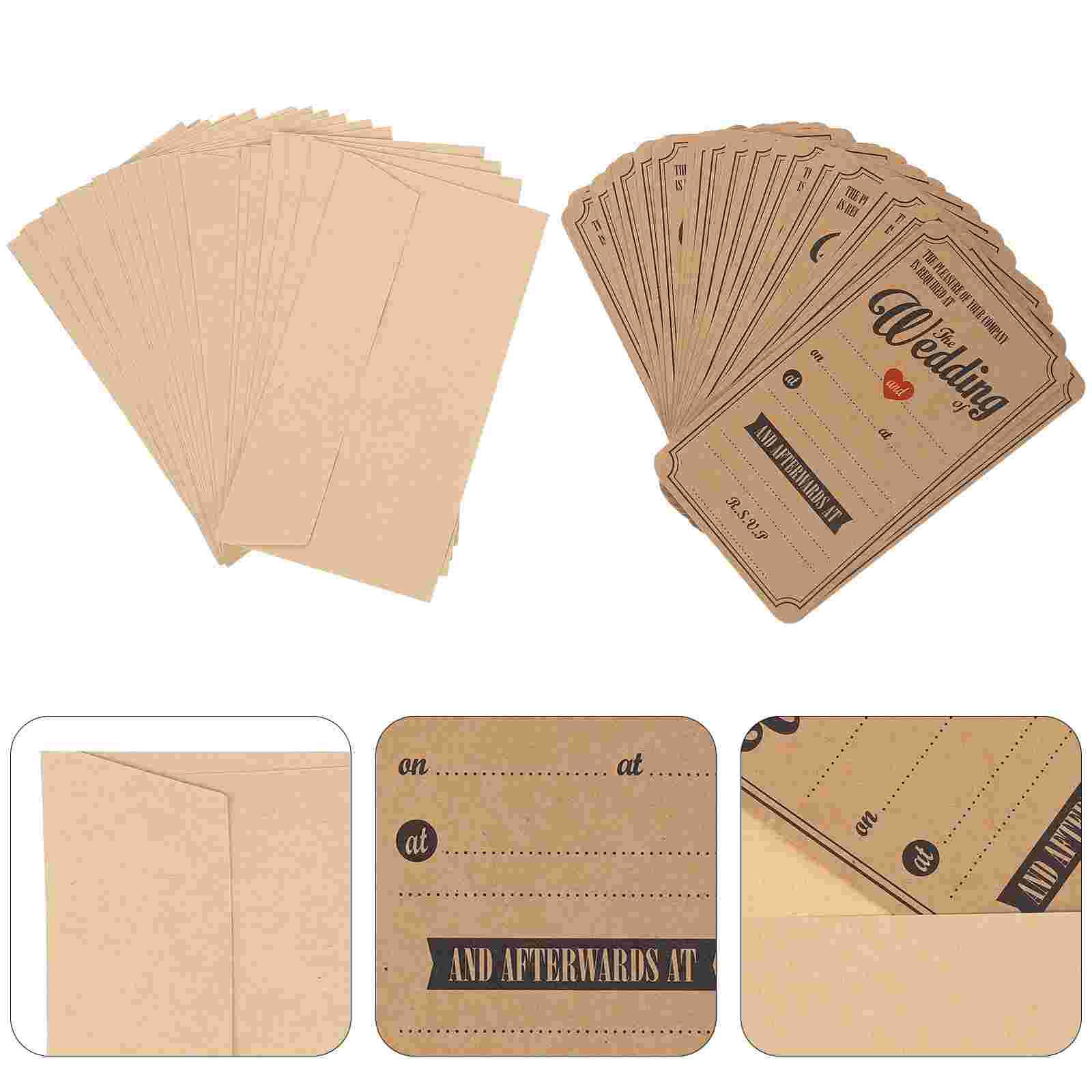 

50 шт. Свадебные подарочные открытки из крафт-бумаги, поздравительные приглашения, изысканные приглашения 17.80X10.00X0.01CM