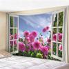 Window View Tapestry Wall Hanging, Scenic Nature Landscape Backdrop, Artificial Window Wall Decor for Bedroom Living Room