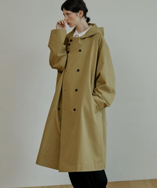 Malen Unisex Trench Hooded Coat Beige