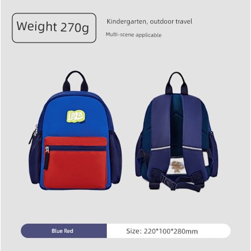 

Balabala Kids Casual Bag Boys Girl Backpack Contrast Color Kindergarten Backpack Cute Backpack for Going out Trendy Blue-Red tone 00386