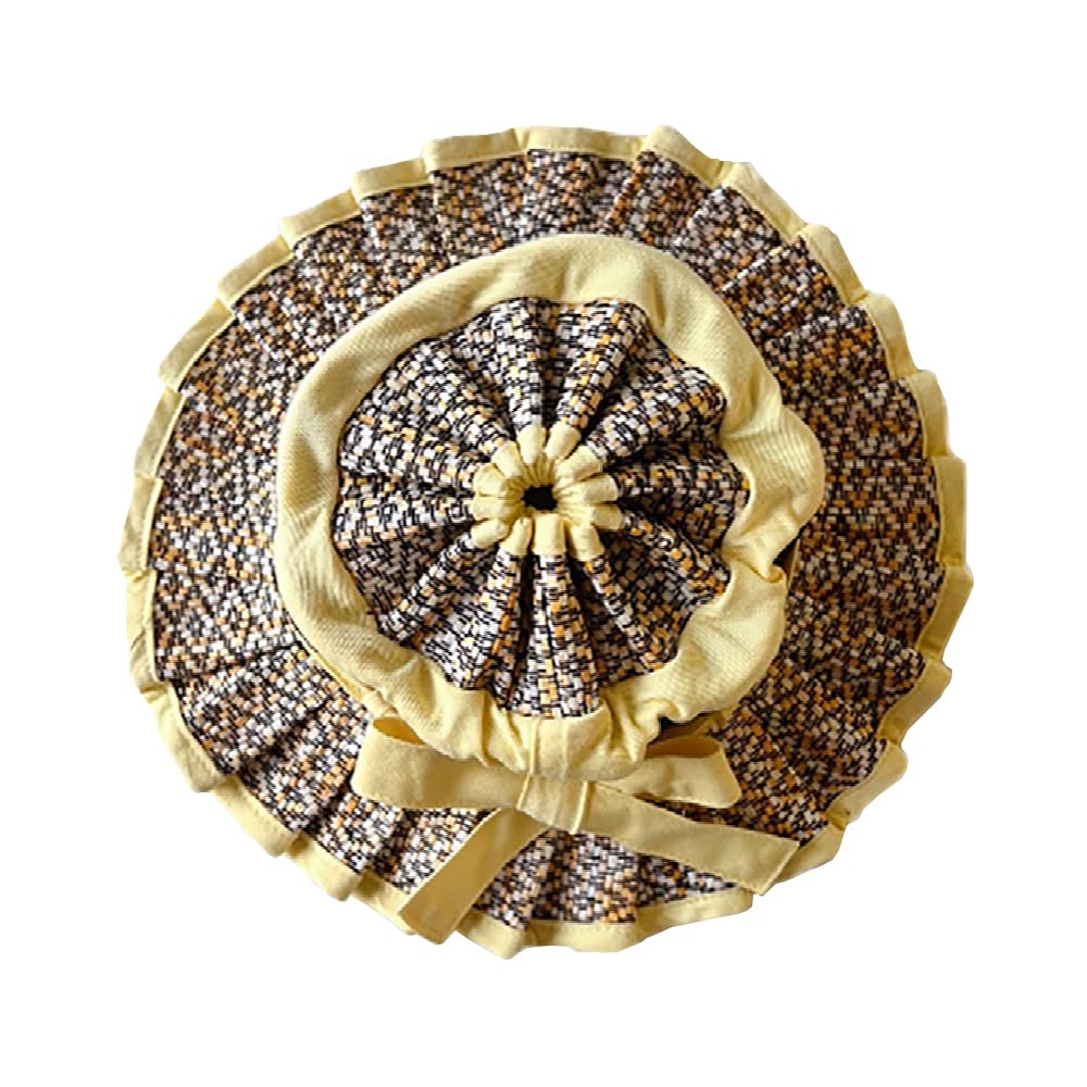 

Соломенная шляпа с широким подбородком и маленьким лицом, геометрическая шляпа для защиты от ультрафиолета, для детей на открытом воздухе [YOUHA] Шляпа, детская, шляпа, весна, лето, поля, ремешок, эффект, узор, складная,