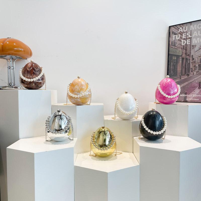 Bag Bag Women's Bag 2025 New European and American Fashion Personality Acrylic Goose Egg Bag Beaded Handbox Bag Tide