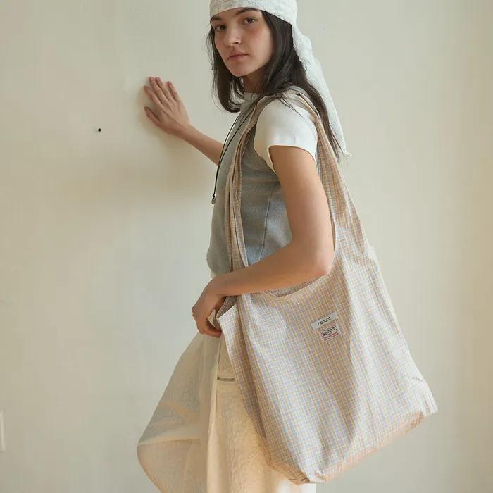 Check Wide Eco Bag Yellow