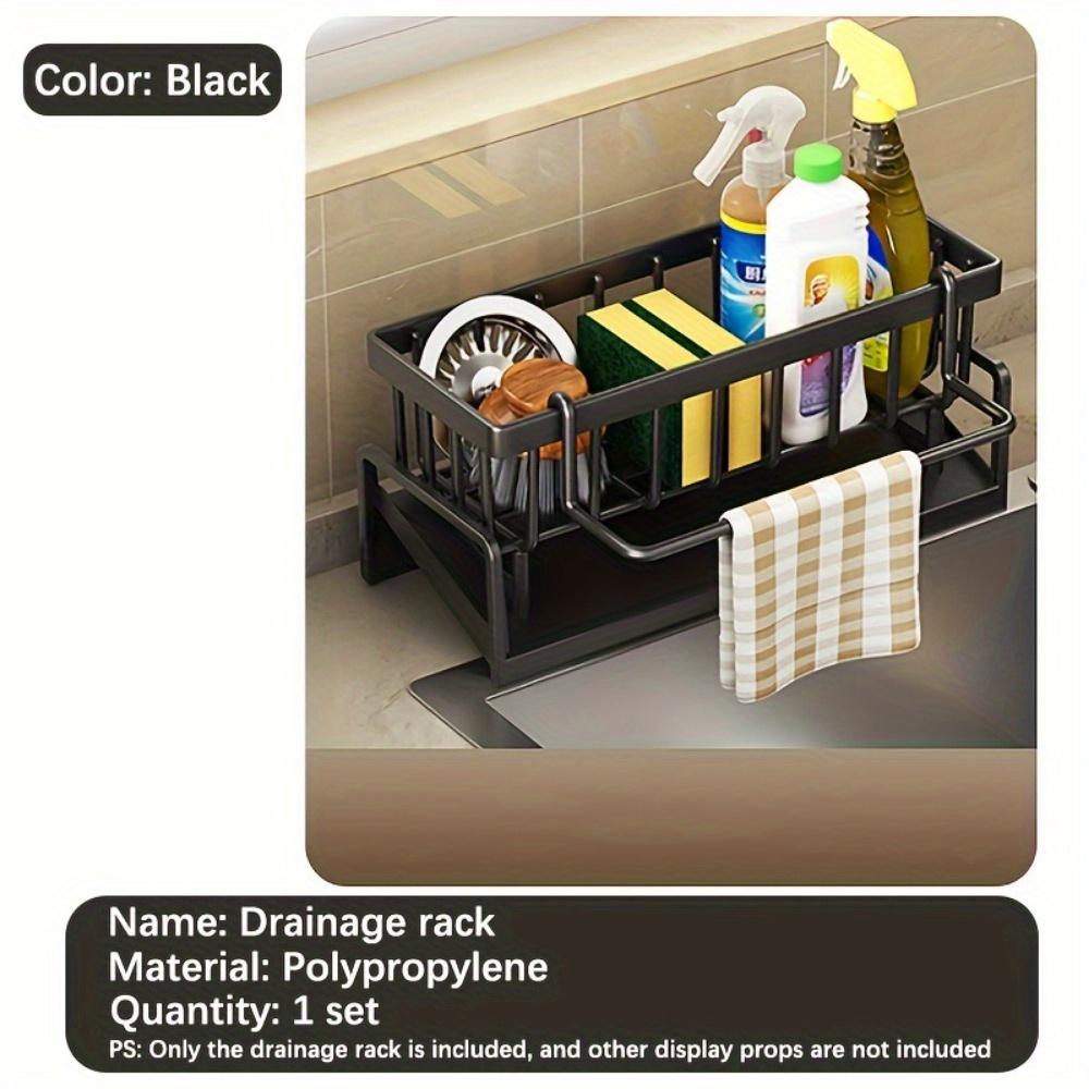 Kitchen Sink Drain Rack Storage Box Automatic Drain Sink Rack Soap Sponge Rack Rag Towel Rack Filter Basket
