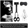 Samcos SM Restraints Eye Mask with Collar and Back Cuffs Both Hands Adult SM Cosplay 2-Piece Set, Restrained, Unisex, Toys, (Black)