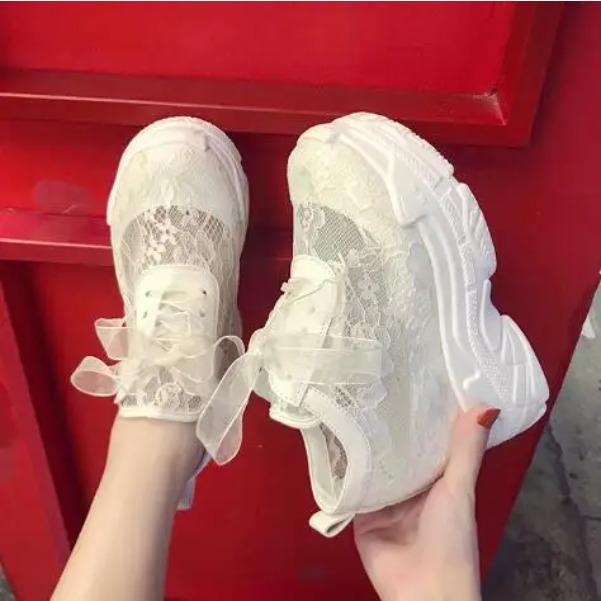 

Summer Spring New Breathable Mesh Shoes Women s New Leisure Sports Platform Shoes Gauze Inside Increasing White Shoes C738 40