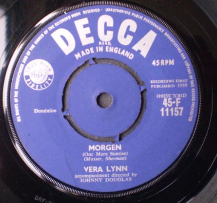 

7inch Record VERA LYNN - Morgen (One More Sunrise) 45F11157 DECCA 1959 UK Country/Folk Used