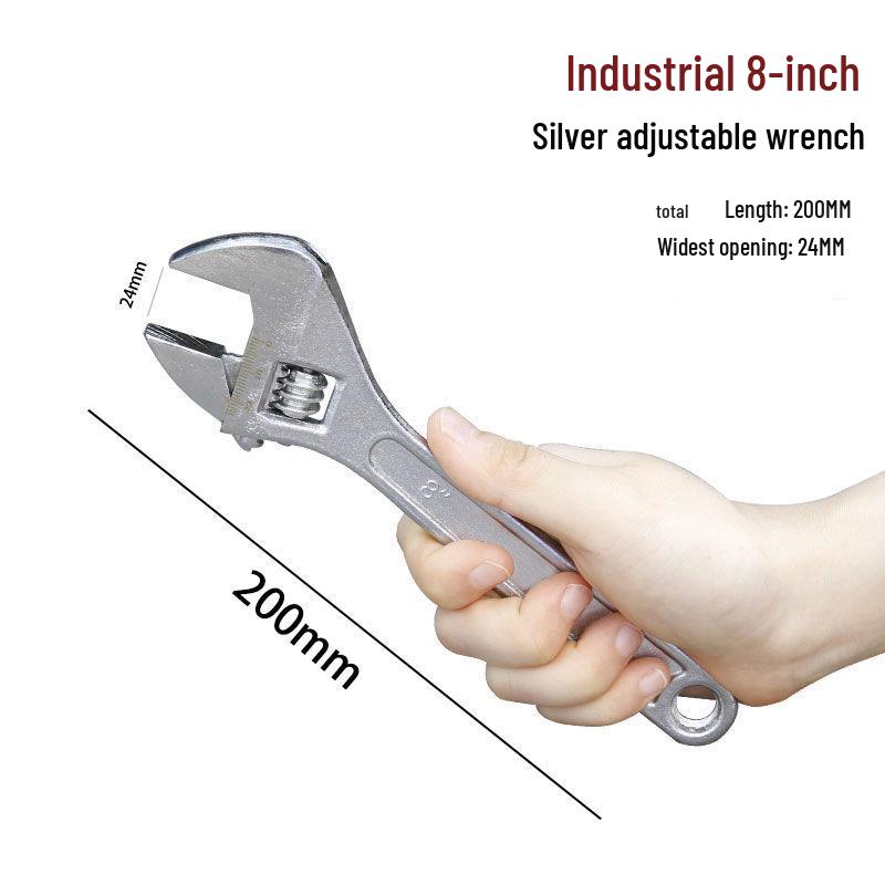 Industrial Grade Multifunctional Adjustable Wrench with Large Opening and Rubber Coating