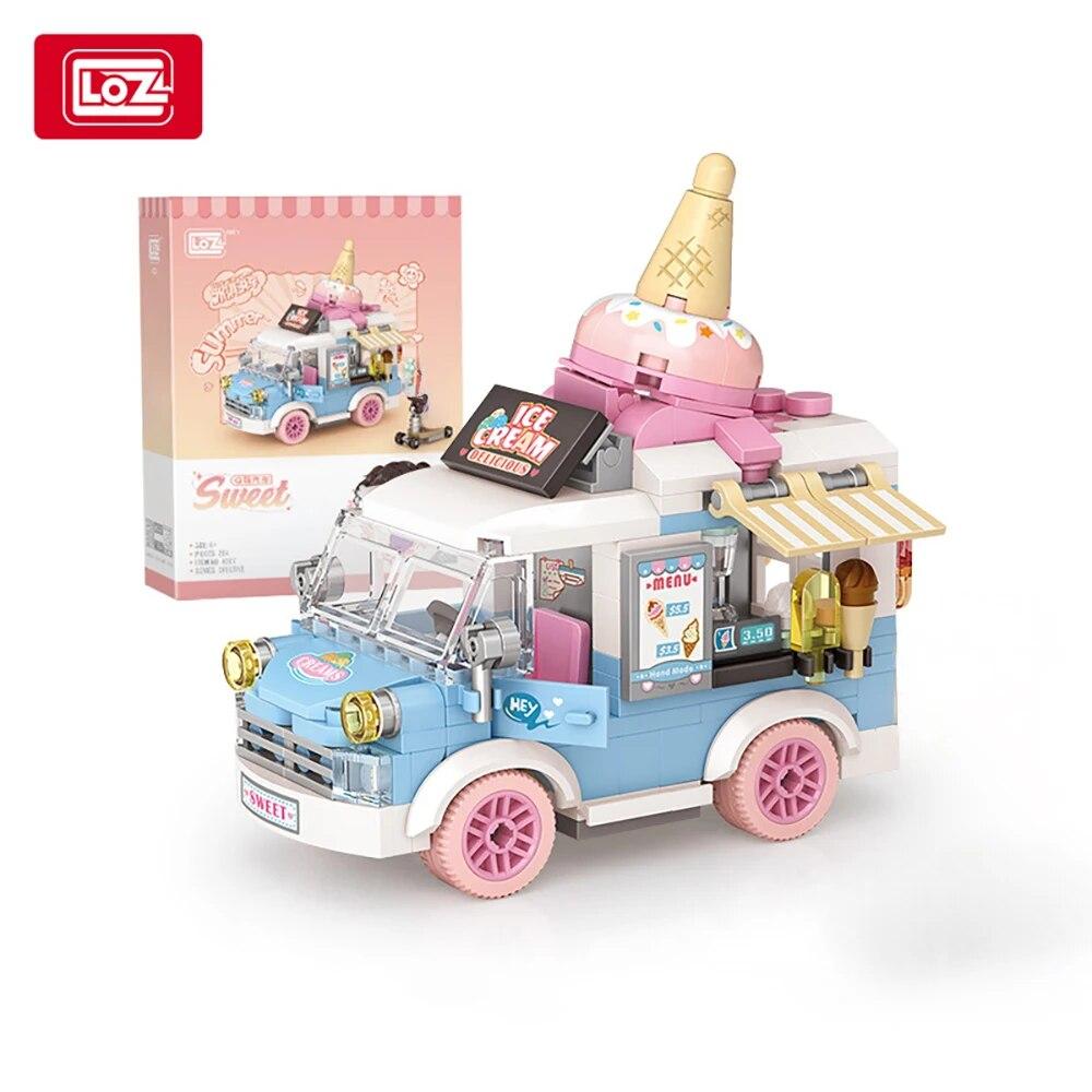 Food Cart Building Block Toy Street View 294pcs Building Bricks Set Include Ice Cream BBQ Station Toy Xmas for Adults with Box