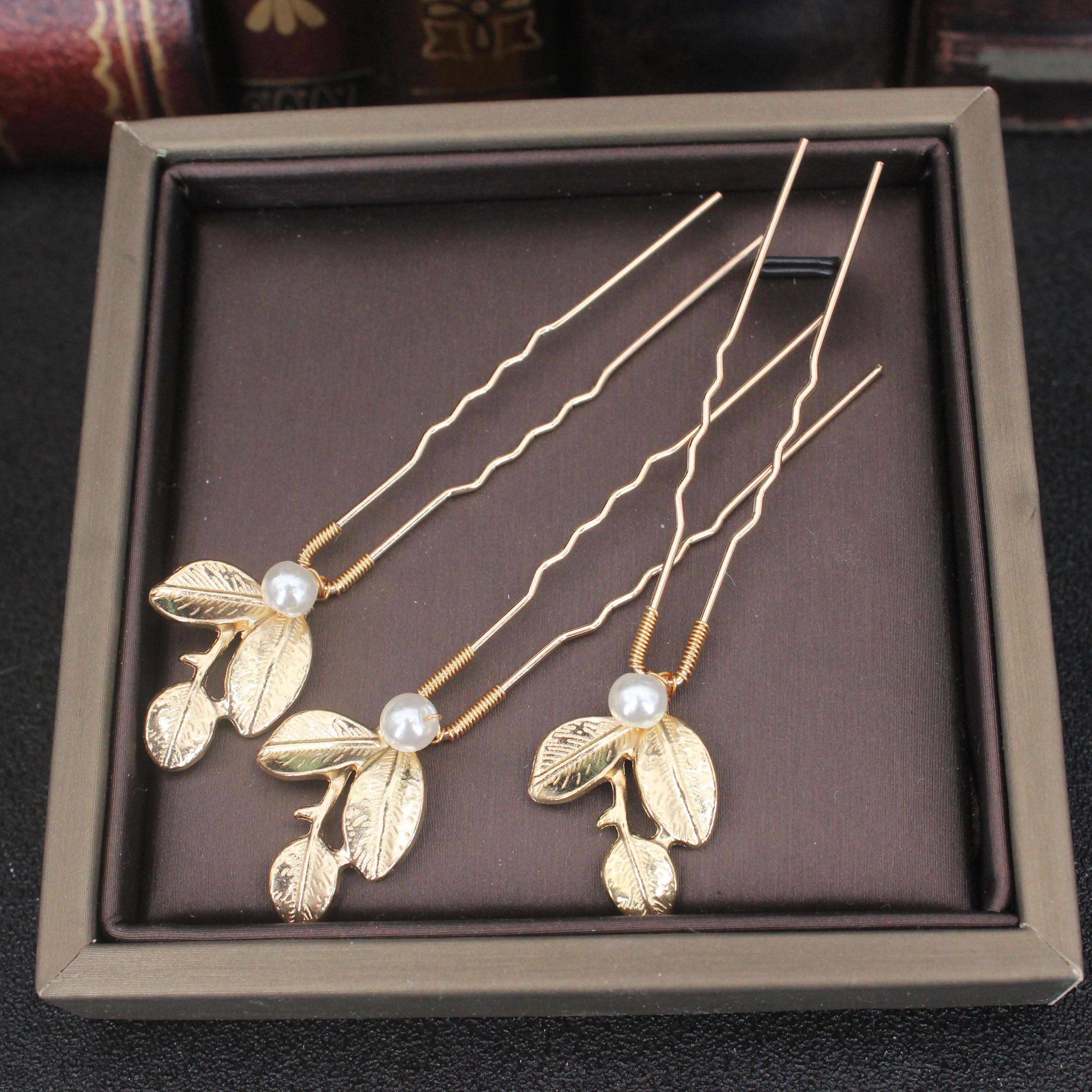 

Женская U-образная заколка для волос с жемчугом, заколка-автомат, шпильки, лист, свадебные украшения для волос, аксессуары, инструменты для дизайна прически своими руками, подарок