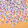 Alphabet Beads: Colorful A-Z Single Letter Round Beads for DIY Jewelry – Flat, White Background, Straight Hole for Stringing Phone Chains & More
