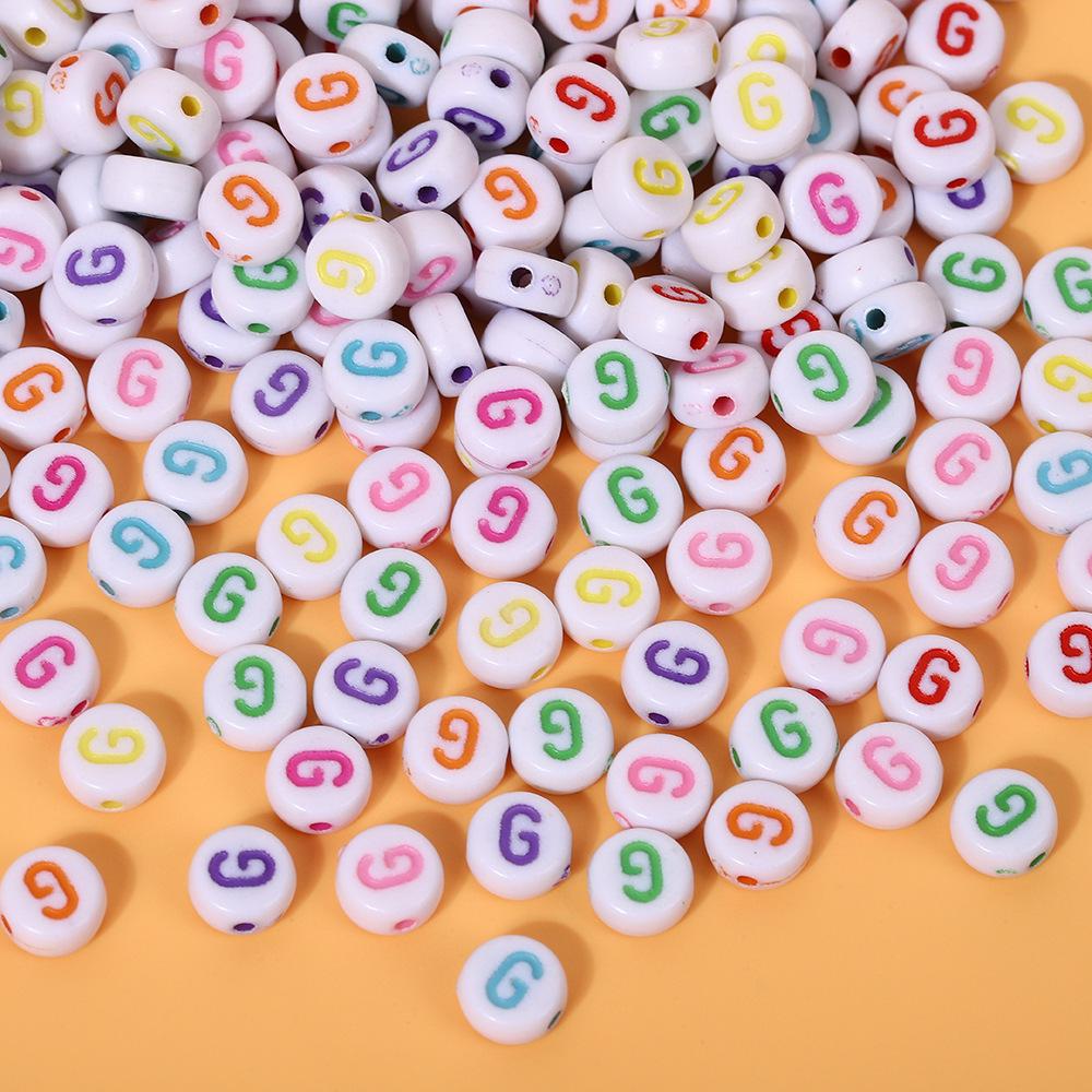 Alphabet Beads: Colorful A-Z Single Letter Round Beads for DIY Jewelry – Flat, White Background, Straight Hole for Stringing Phone Chains & More