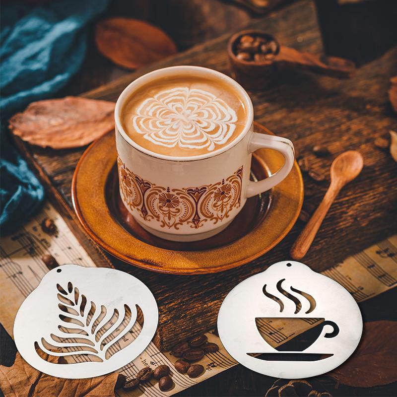 FAIS DU Edelstahl Kaffee Schablone Kuchen Dekorationsschablone Backschablone für Latte Cappuccino DIY Kunst Kaffee Zubehör