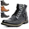 Mens Vintage Casual Riding Biker Boots with Zipper Non-Slip Lacing Boots Handsome Shoes