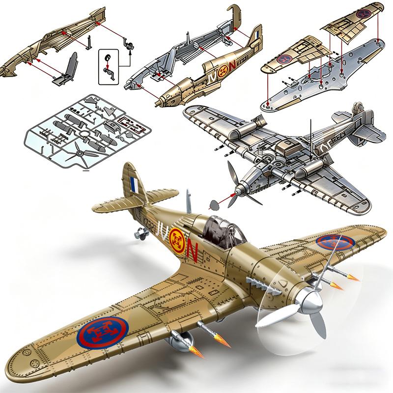 British Hurricane Plastic Fighter Aircraft Model Building Block Set Educational Toy for Adults And Kids Gift Retro military toys