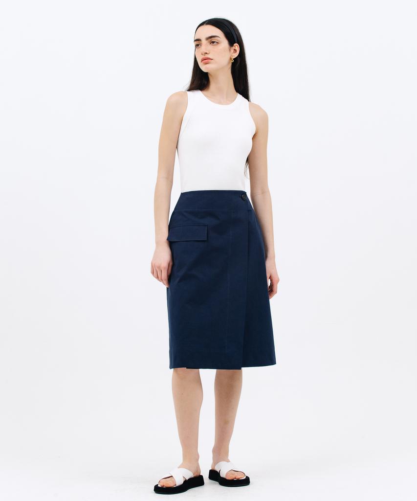 JUN BY JUN K Pocket Wrap Skirt_Navy