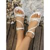 Scarpe da Donna, Comode, Eleganti, Semplici, alla Moda, Trama Sottile, Fasce Incrociate, Punta Aperta, Sandali Bassi