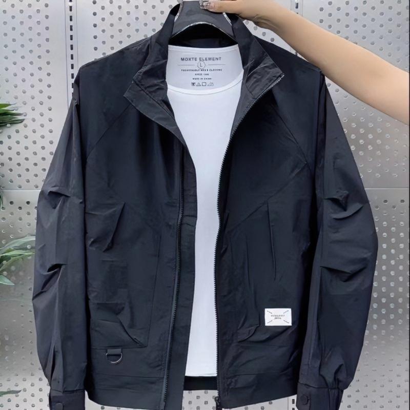 

Men s Simple Casual Tooling Autumn Coat Trendy Fashion Versatile Loose Stand-up Collar Jacket L