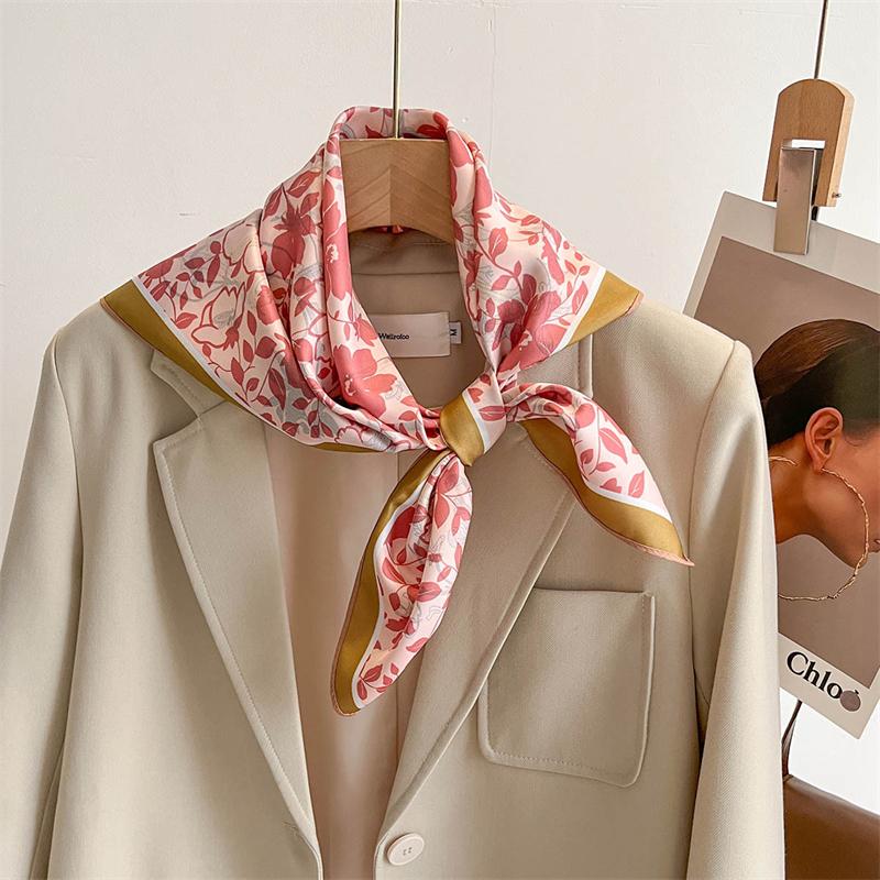 Luxury Brand Square Scarf Design Double Side Shawl Wrap 70cm Print Twill Silk Women Hijab Female Foulard Headband Bandana