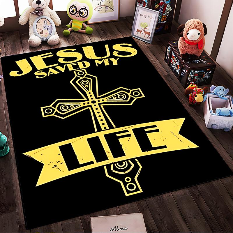 Jesus Saved My Life Rug Non-slip rug suitable for living room and bedroom sofas