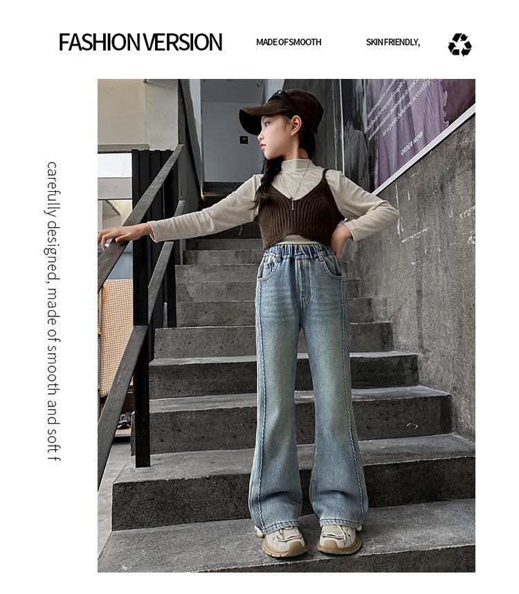 Girls' 2025 Fleece-Lined Straight-Leg Denim Jeans - Versatile, Thickened, Fashionable Winter Pants