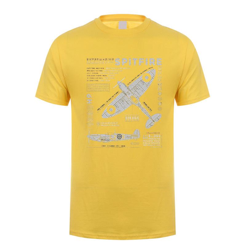 Novelty Spitfire T Shirt Fighter Plane WW2 War Pilot Aircraft Airplane Tshirts Unisex Cotton Tee Short Sleeve TShirt Gift DY303