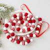 Wool Felt Ball Garland Red White Christmas Decoration Felt Pom Pom Bunting Banner for Fireplace Mantel Xmas Tree Holiday Party