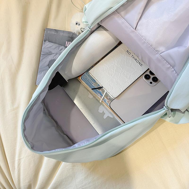 Middle School Student Schoolbag Women's Waterproof Solid Color Backpack