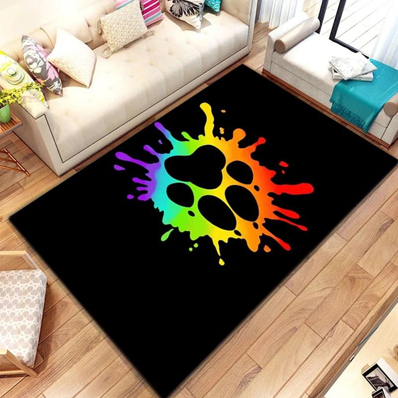Cartoon Animal Paw Print Carpet Farmhouse Style Indoor Floor Mat Non Slip Area Rug for Living Room Home Decor Entrance Doormat