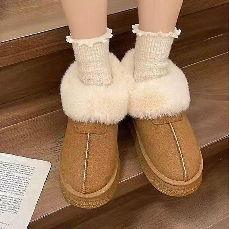 New winter snow boots women's platform sole fashion versatile comfortable piled thickened non-slip student casual cotton shoes