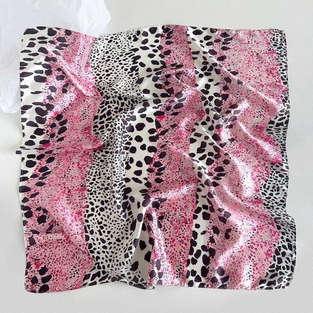 Animals Small Square Scarf Cat Leopard Print Silk Scarf Retro Flower Print Scarf Female Style 5