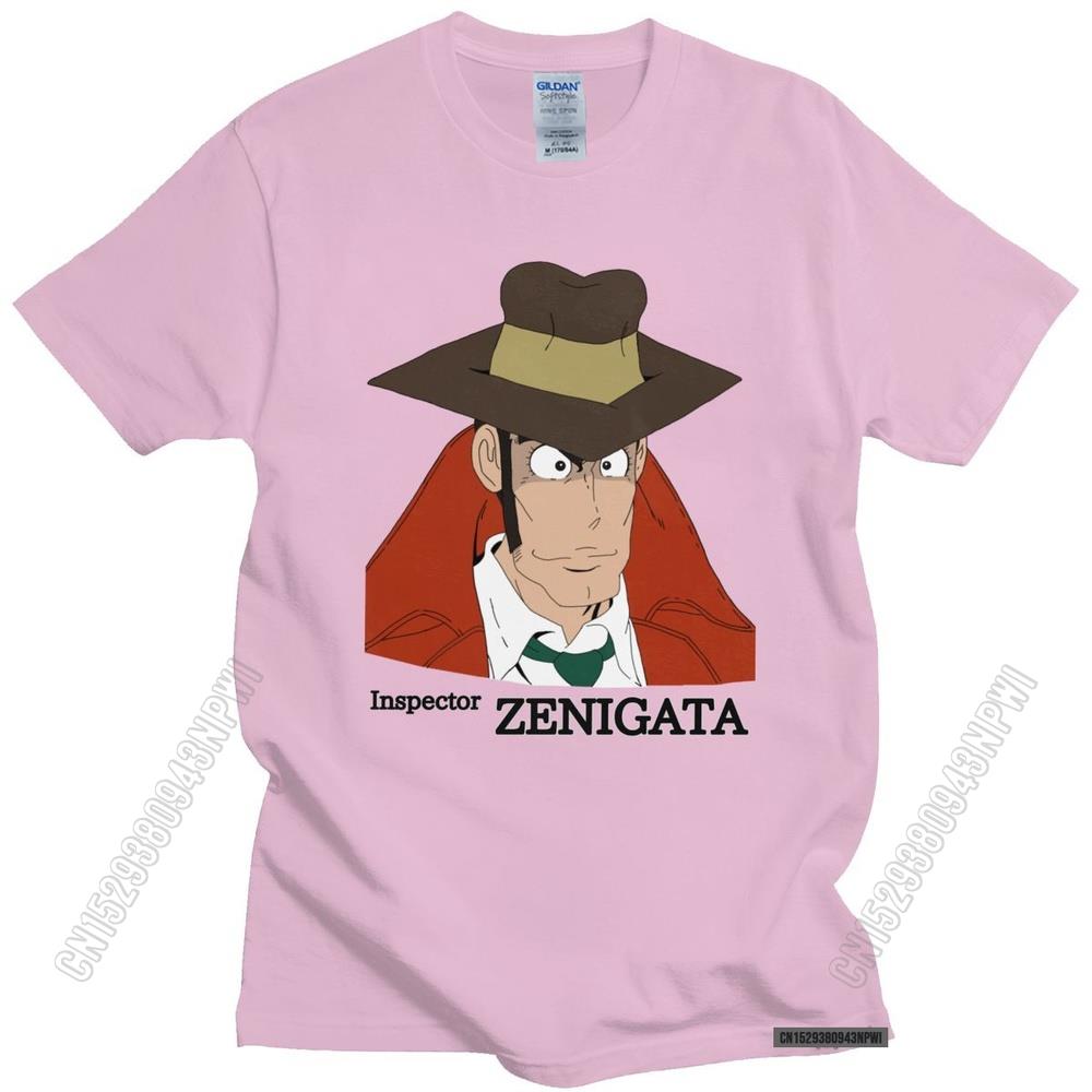 Lustiges Lupin The Third T-Shirt für Herren Rundhals Koichi Zenigata Grafik T-Shirt Vorgeschrumpfte Baumwolle Normale Passform T-Shirt Merchandise