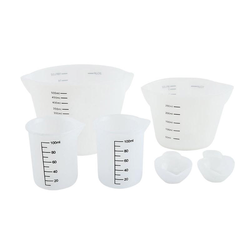 6 Pieces Silicone Measuring Cups Including 250ml and 500ml Non-stick Silicone Mixing Pour Cups 10ml Dispensing Cups 1