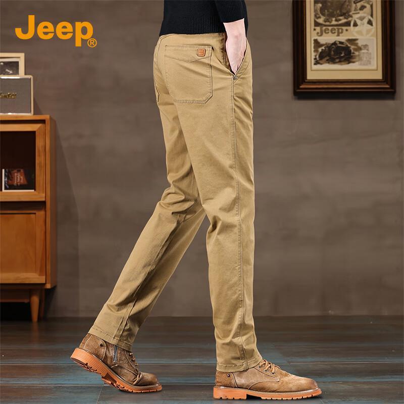 JEEP Men's Premium Straight-Leg Cotton Blend Casual Pants