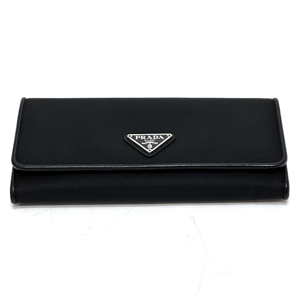 PRADA 1MH132 Triangle logo plate Long Wallet with Pass Case Flap Folded wallet